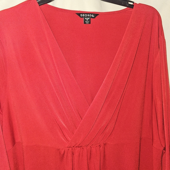 George Red Wrap-Style Blouse - Picture 3 of 5